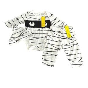 NWT SHEIN 0-3 Months Baby Mummy Print White Black Halloween Baby Outfit Set